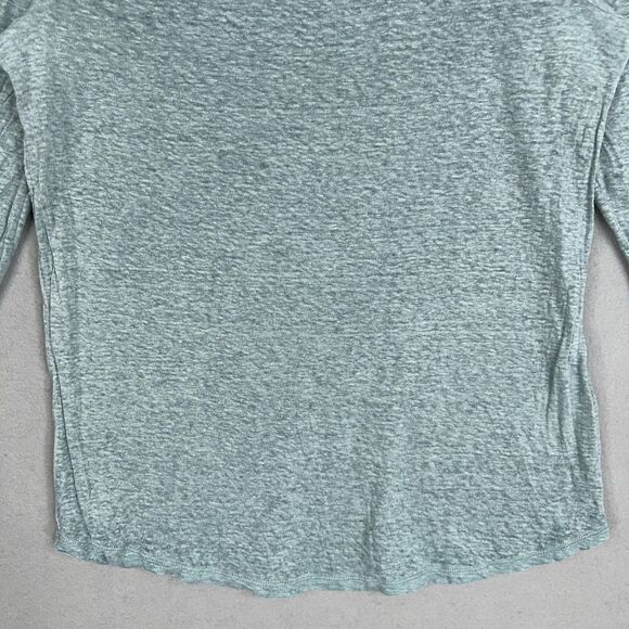 Anthropologie Akemi Kin Shirt Womens Medium Blue Crochet Lace Coastal 100% Linen - Picture 3 of 13